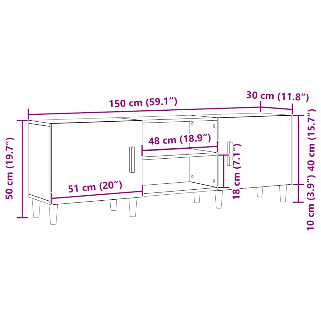 Tv-Skap Artisan Eik 150 X 30 X 50 Cm Konstruert Tre