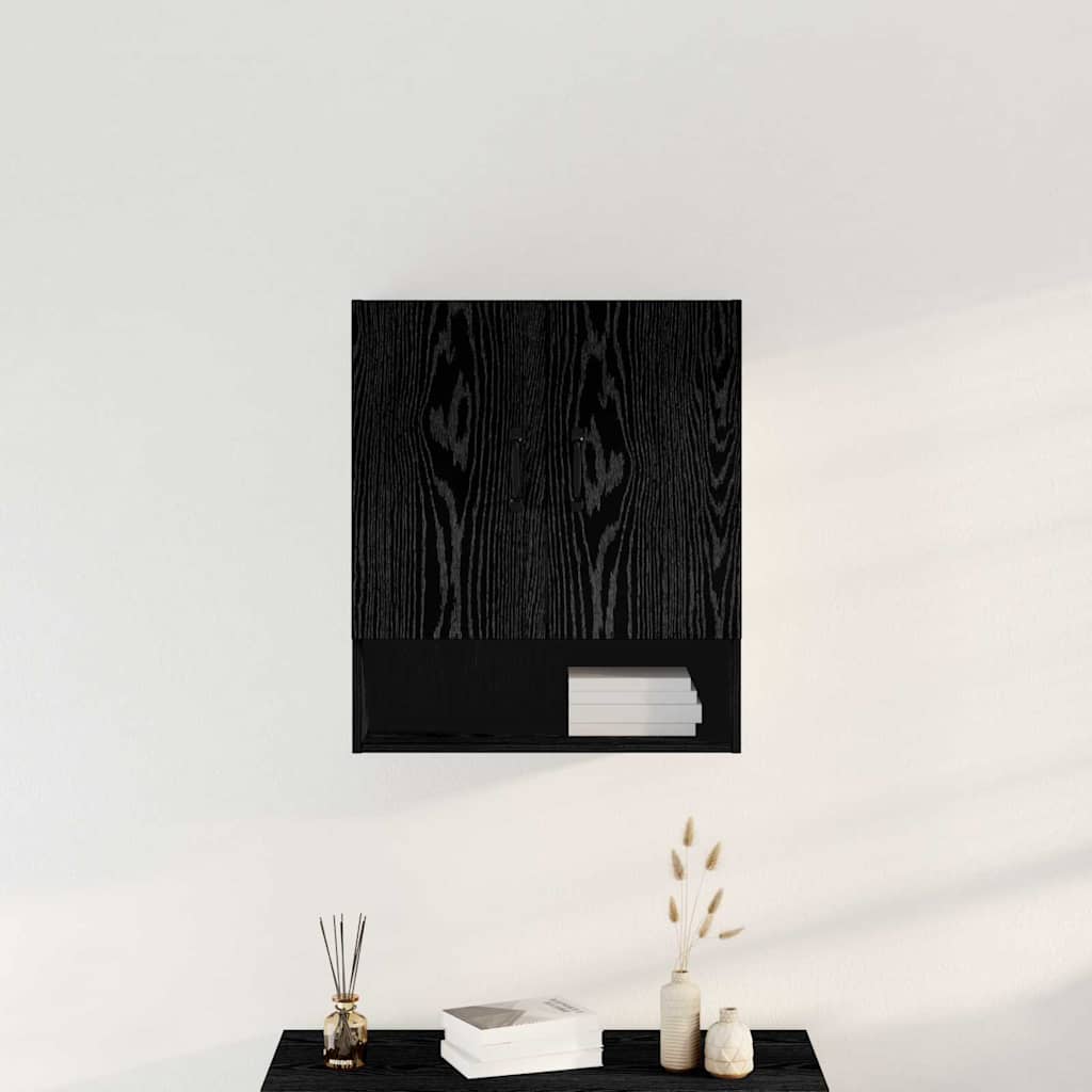 Veggskap Svart Eik 60 X 30 X 70 Cm Konstruert Tre