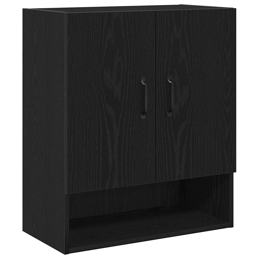 Veggskap Svart Eik 60 X 30 X 70 Cm Konstruert Tre
