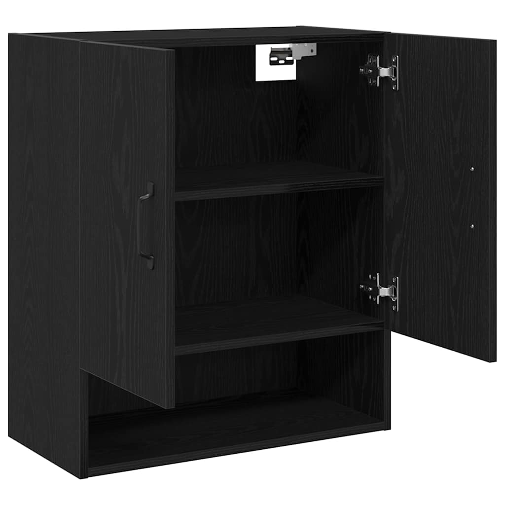 Veggskap Svart Eik 60 X 30 X 70 Cm Konstruert Tre