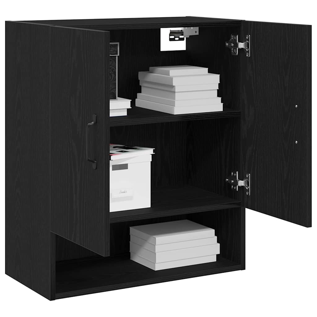 Veggskap Svart Eik 60 X 30 X 70 Cm Konstruert Tre