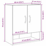 Veggskap Svart Eik 60 X 30 X 70 Cm Konstruert Tre