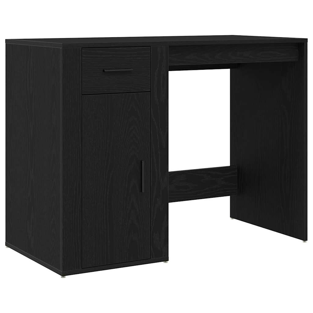 Skrivebord Med Skuff Svart Eik 100 X 49 X 74 Cm Konstruert Tre