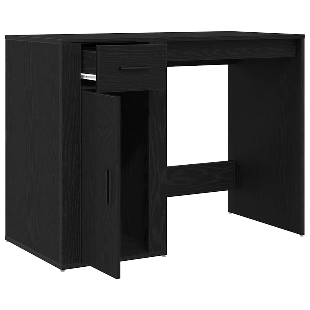 Skrivebord Med Skuff Svart Eik 100 X 49 X 74 Cm Konstruert Tre