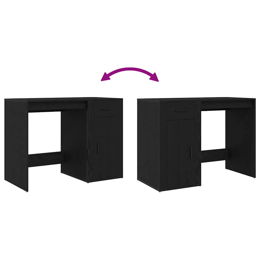 Skrivebord Med Skuff Svart Eik 100 X 49 X 74 Cm Konstruert Tre