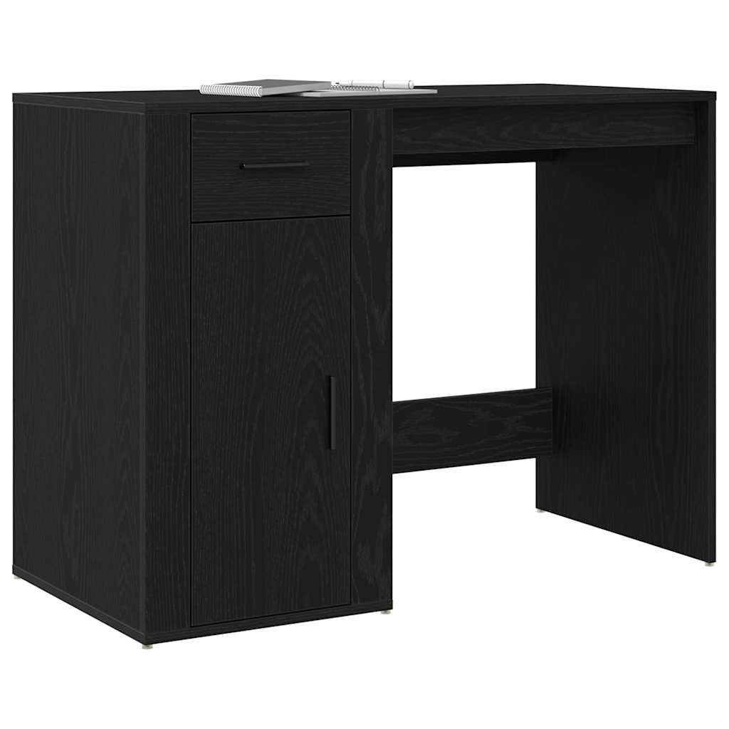 Skrivebord Med Skuff Svart Eik 100 X 49 X 74 Cm Konstruert Tre
