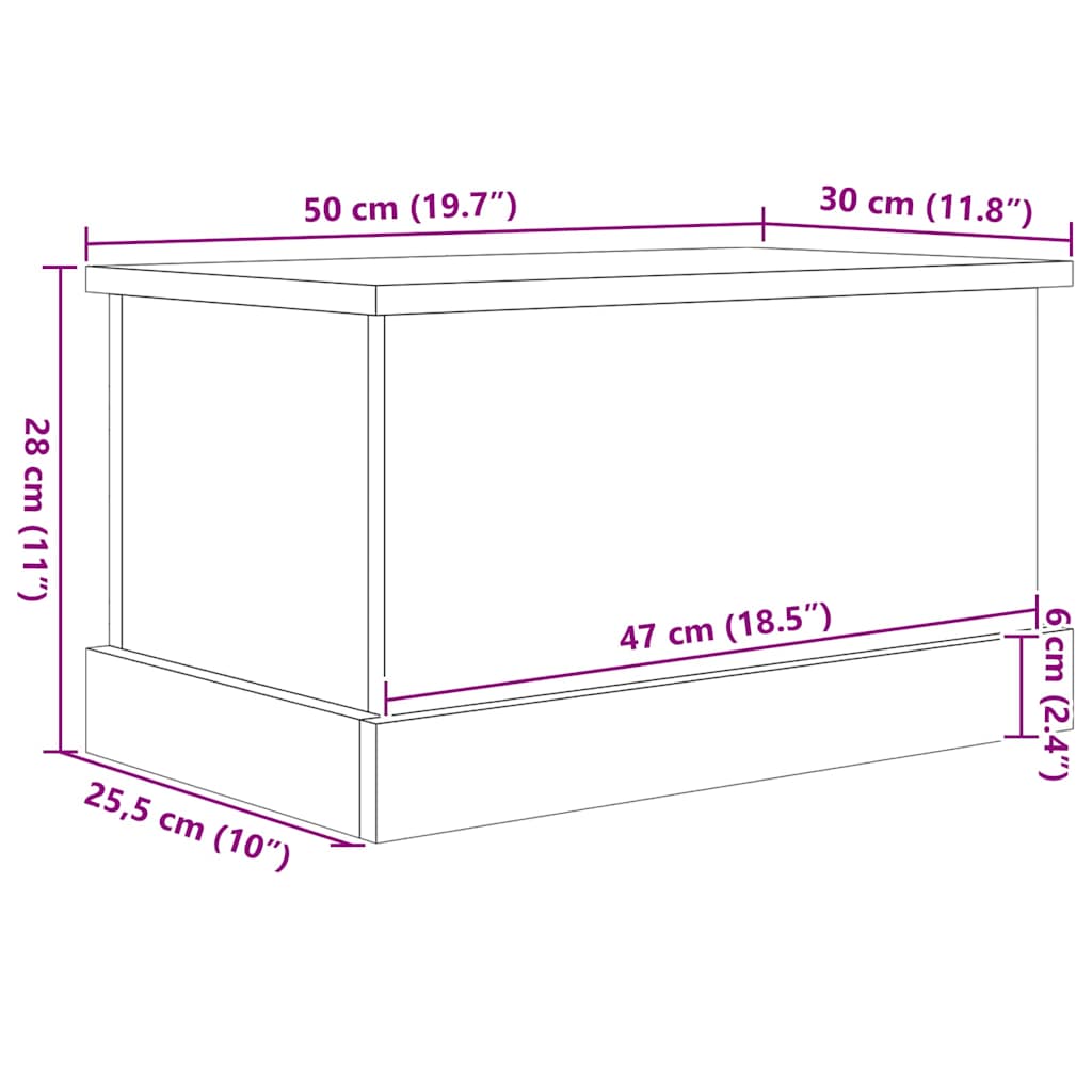 Lagringsboks Svart Eik 50 X 30 X 28 Cm Konstruert Tre