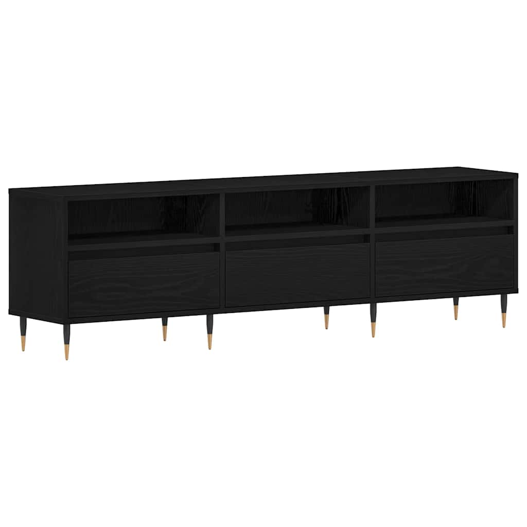 Tv-Skap Med Skuff Svart Eik 150 X 30 X 44,5 Cm Konstruert Tre