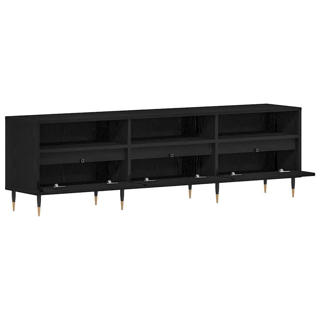 Tv-Skap Med Skuff Svart Eik 150 X 30 X 44,5 Cm Konstruert Tre