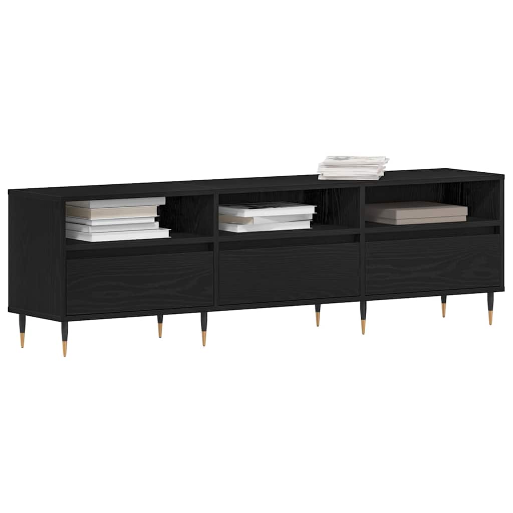 Tv-Skap Med Skuff Svart Eik 150 X 30 X 44,5 Cm Konstruert Tre