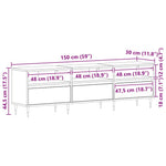 Tv-Skap Med Skuff Svart Eik 150 X 30 X 44,5 Cm Konstruert Tre
