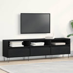 Tv-Skap Med Skuff Svart Eik 150 X 30 X 44,5 Cm Konstruert Tre