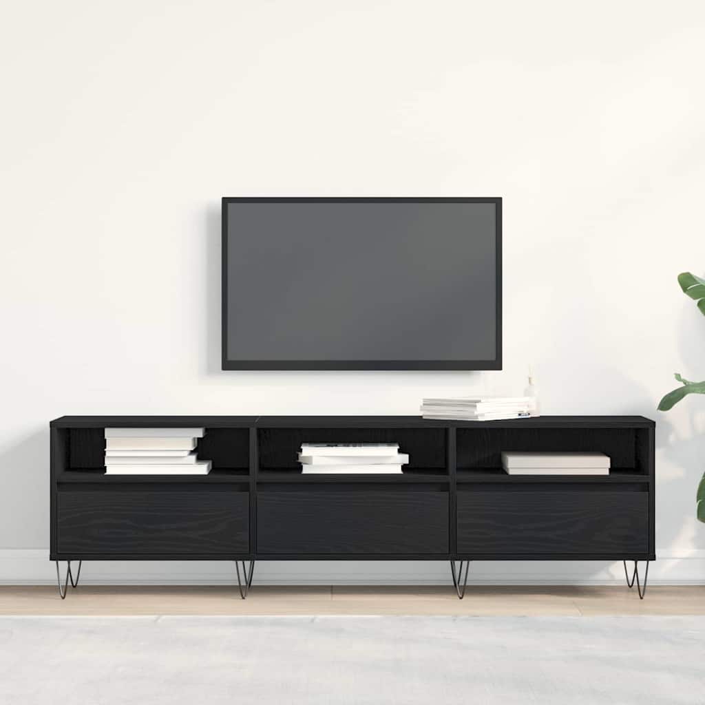 Tv-Skap Med Skuff Svart Eik 150 X 30 X 44,5 Cm Konstruert Tre
