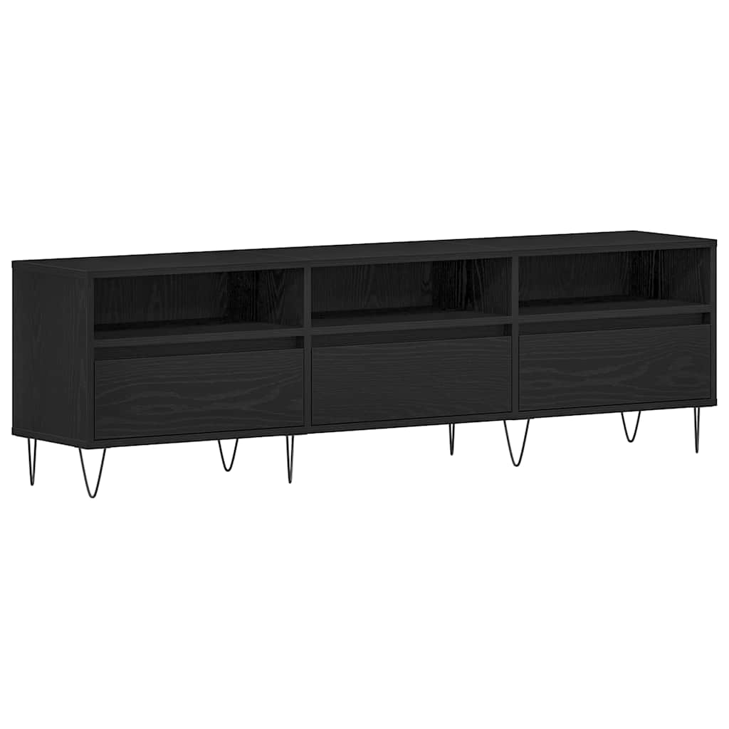 Tv-Skap Med Skuff Svart Eik 150 X 30 X 44,5 Cm Konstruert Tre