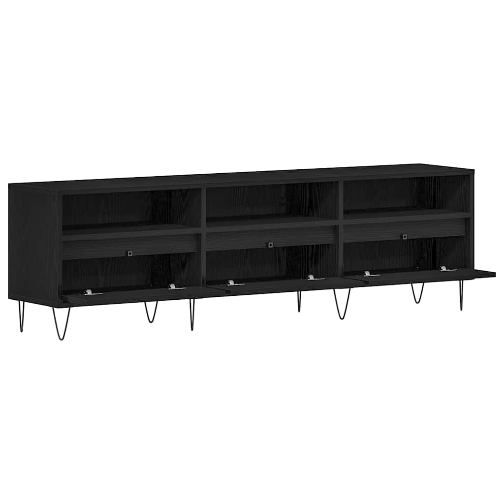 Tv-Skap Med Skuff Svart Eik 150 X 30 X 44,5 Cm Konstruert Tre