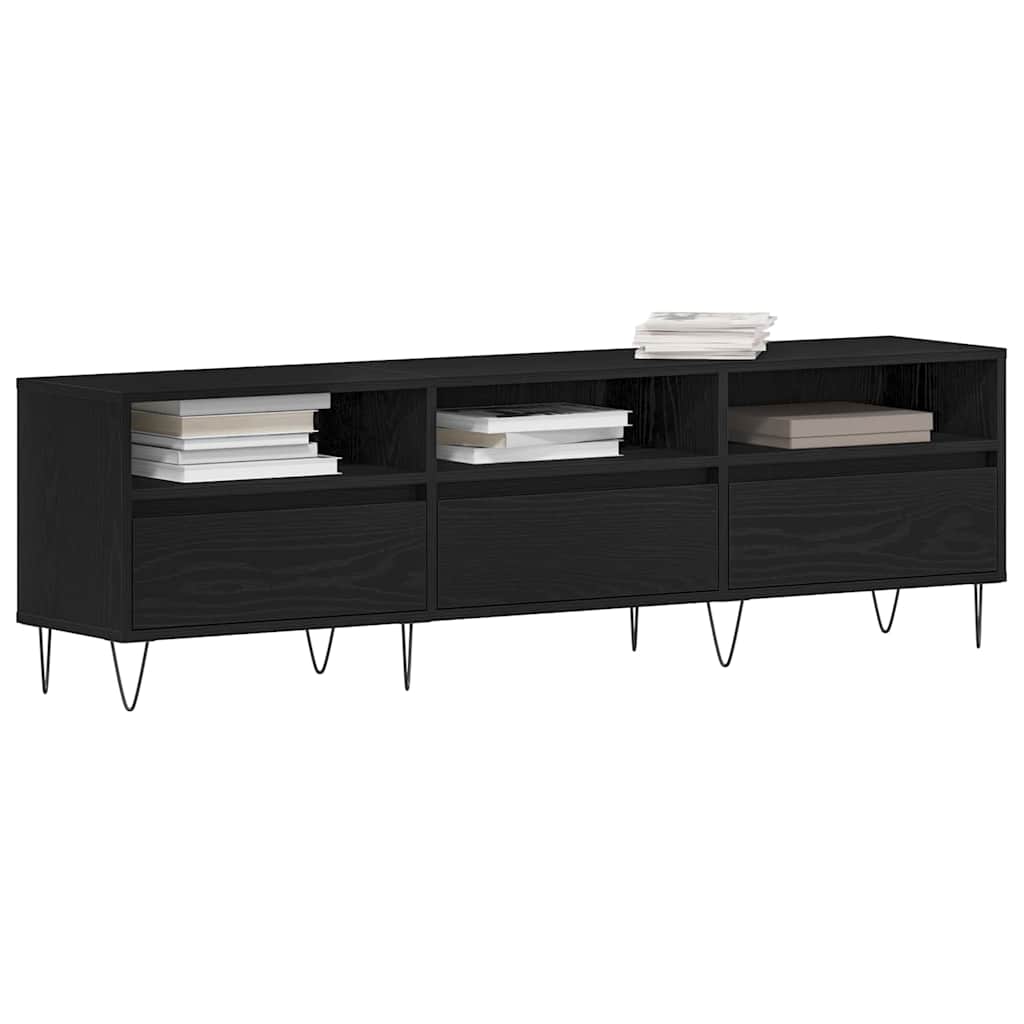 Tv-Skap Med Skuff Svart Eik 150 X 30 X 44,5 Cm Konstruert Tre