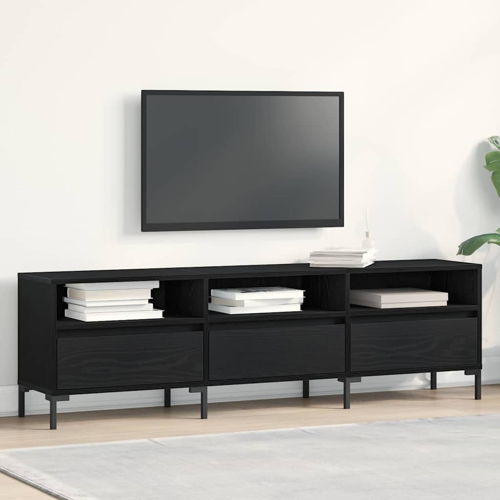 Tv-Skap Med Skuff Svart Eik 150 X 30 X 44,5 Cm Konstruert Tre