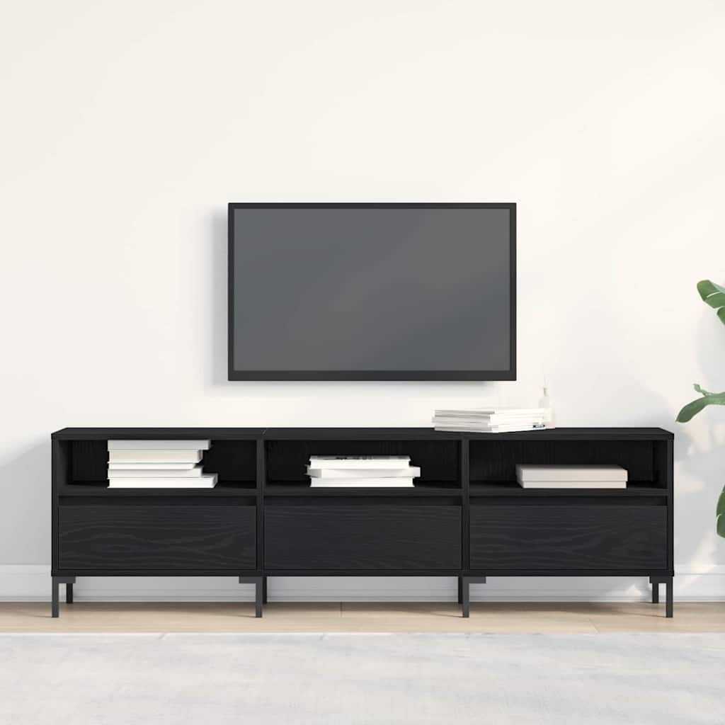 Tv-Skap Med Skuff Svart Eik 150 X 30 X 44,5 Cm Konstruert Tre