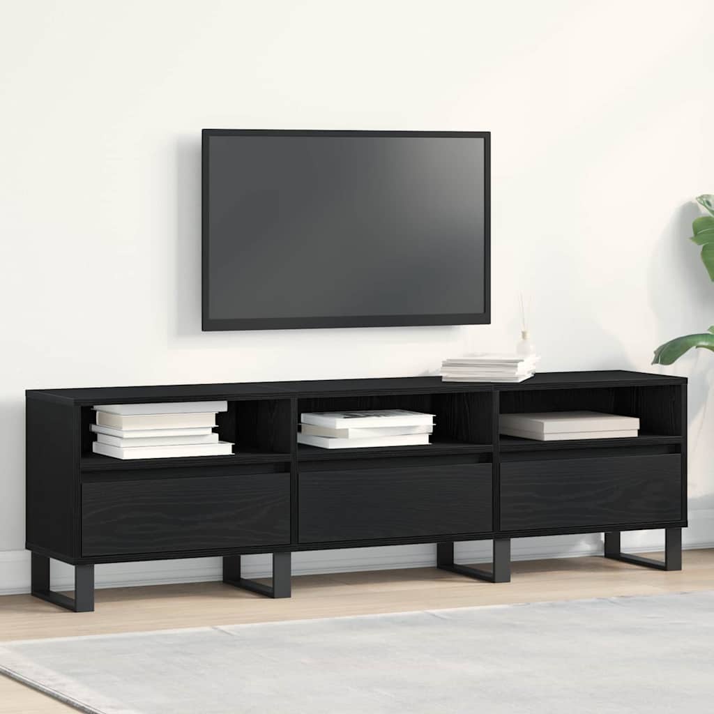 Tv-Skap Med Skuff Svart Eik 150 X 30 X 44,5 Cm Konstruert Tre