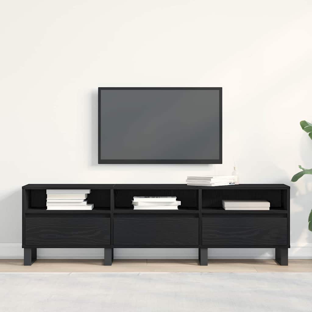 Tv-Skap Med Skuff Svart Eik 150 X 30 X 44,5 Cm Konstruert Tre