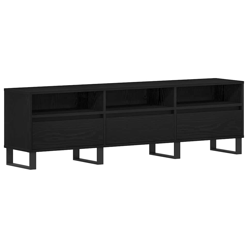 Tv-Skap Med Skuff Svart Eik 150 X 30 X 44,5 Cm Konstruert Tre