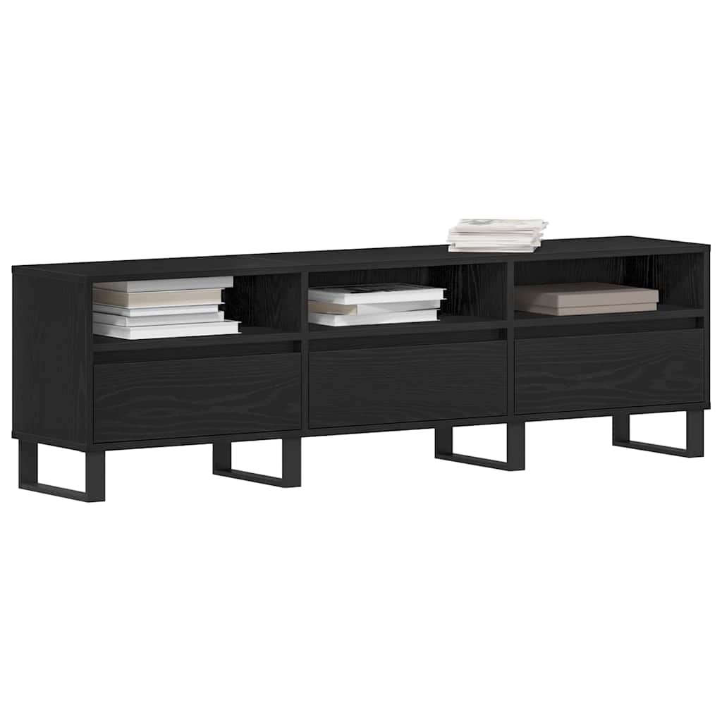 Tv-Skap Med Skuff Svart Eik 150 X 30 X 44,5 Cm Konstruert Tre