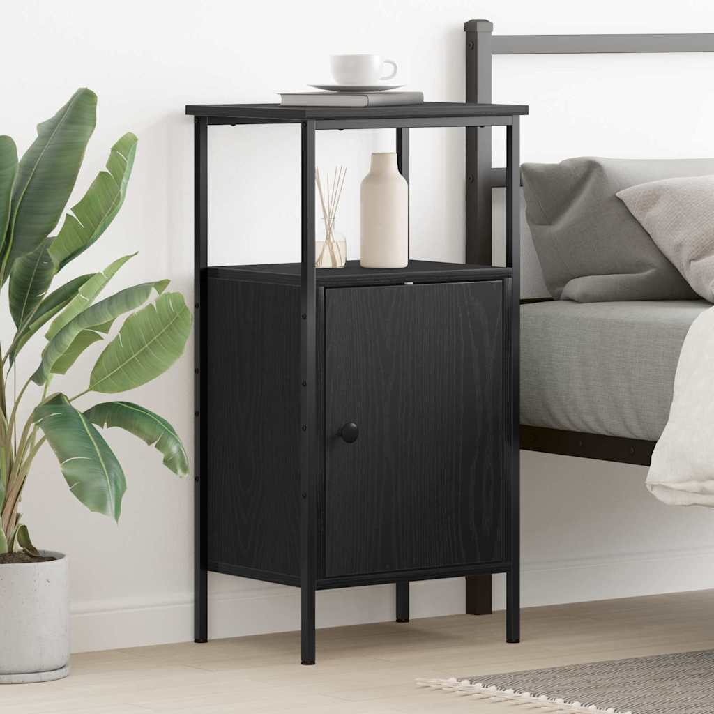 Nattbordskap Svart Eik 41 X 31 X 80 Cm Konstruert Tre