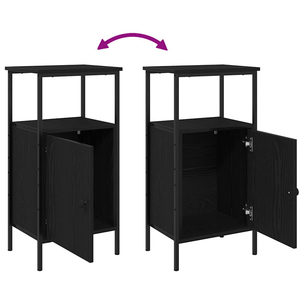 Nattbordskap Svart Eik 41 X 31 X 80 Cm Konstruert Tre