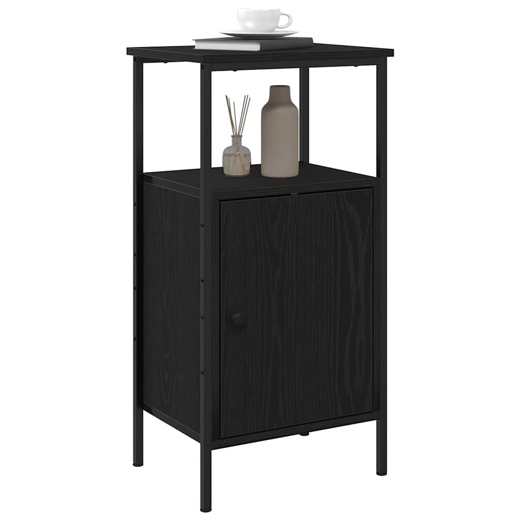 Nattbordskap Svart Eik 41 X 31 X 80 Cm Konstruert Tre