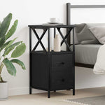 Nattbordskap Svart Eik 34 X 35,5 X 70 Cm Konstruert Tre
