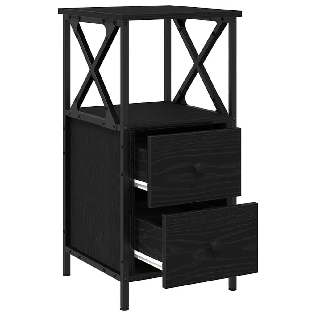 Nattbordskap Svart Eik 34 X 35,5 X 70 Cm Konstruert Tre
