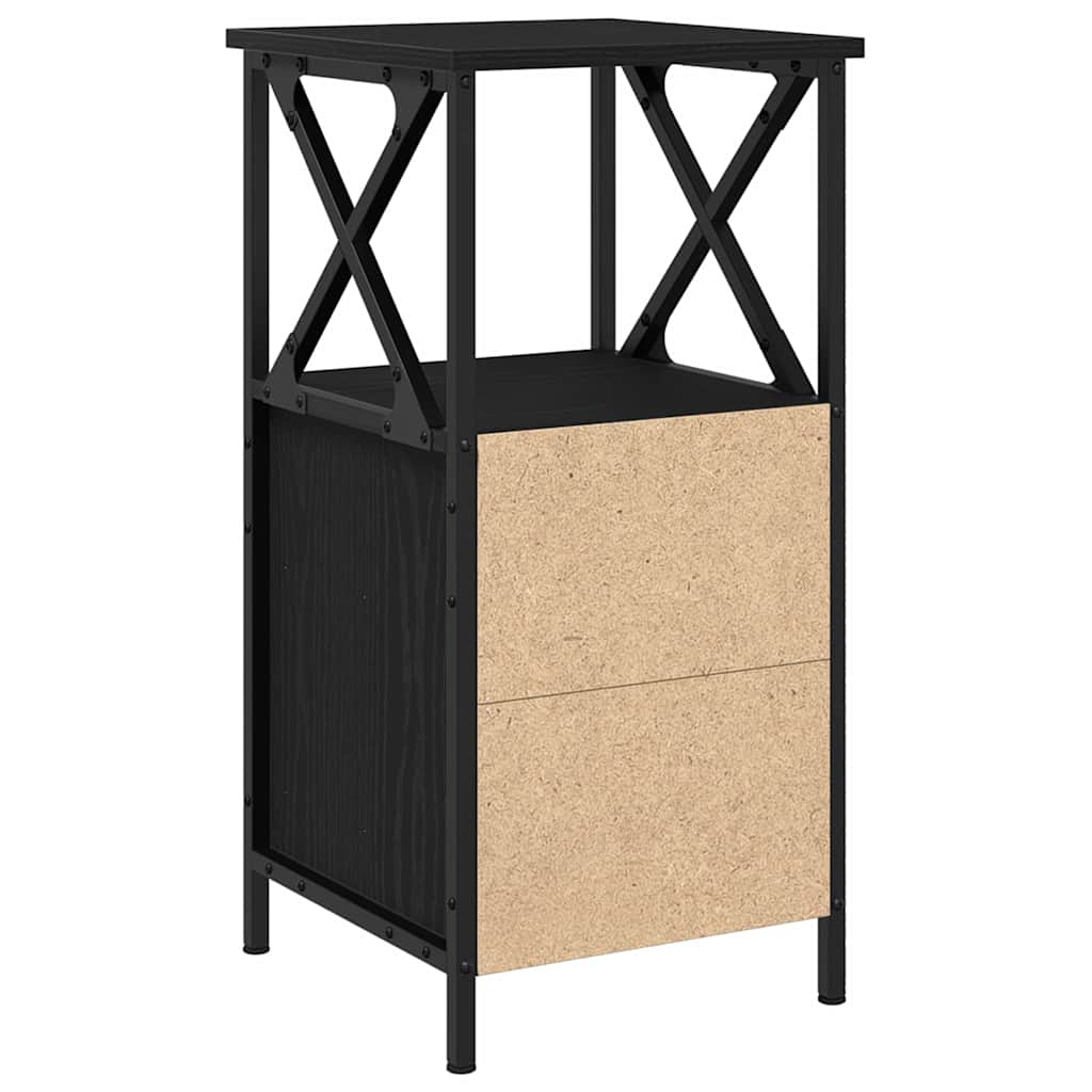 Nattbordskap Svart Eik 34 X 35,5 X 70 Cm Konstruert Tre