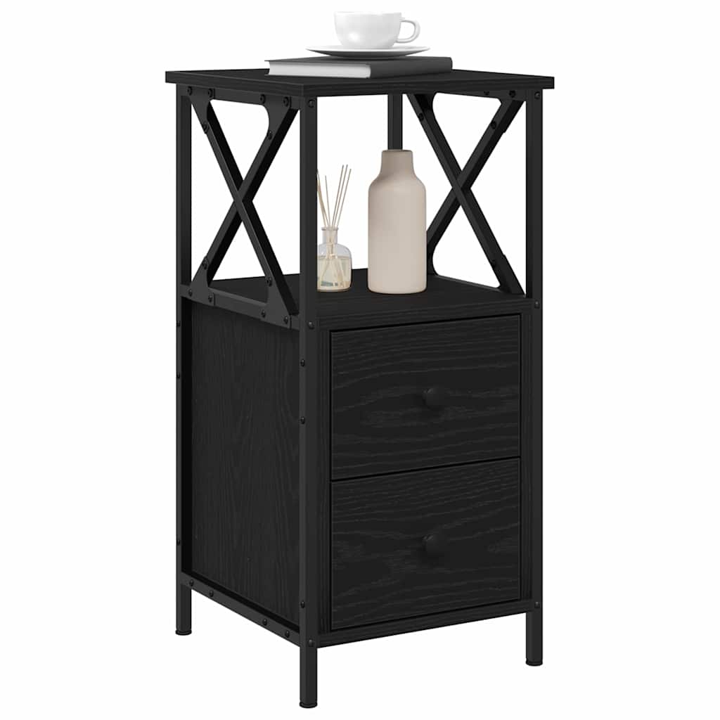 Nattbordskap Svart Eik 34 X 35,5 X 70 Cm Konstruert Tre