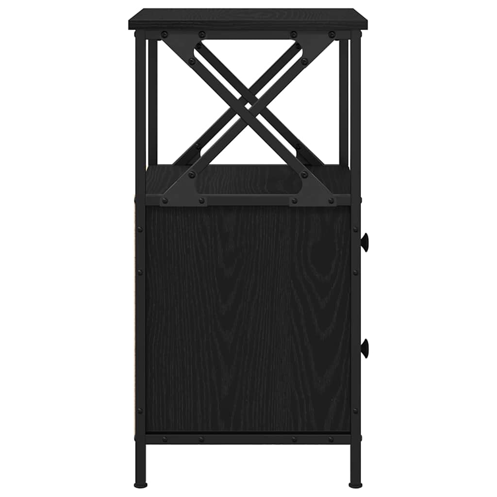 Nattbordskap Svart Eik 34 X 35,5 X 70 Cm Konstruert Tre