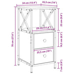 Nattbordskap Svart Eik 34 X 35,5 X 70 Cm Konstruert Tre
