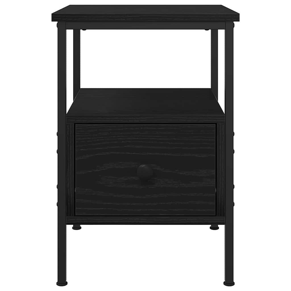 Nattbordskap Med Skuff Svart Eik 34 X 36 X 50 Cm Konstruert Tre
