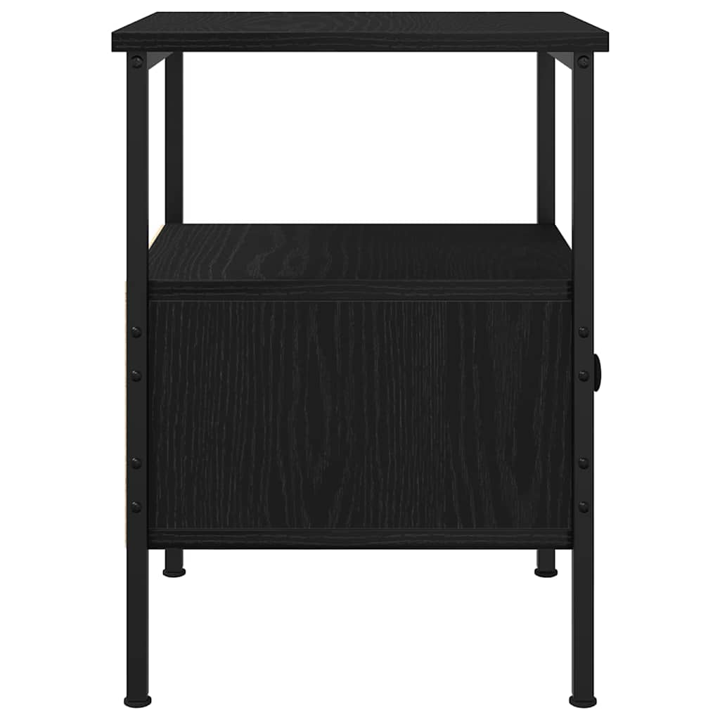 Nattbordskap Med Skuff Svart Eik 34 X 36 X 50 Cm Konstruert Tre