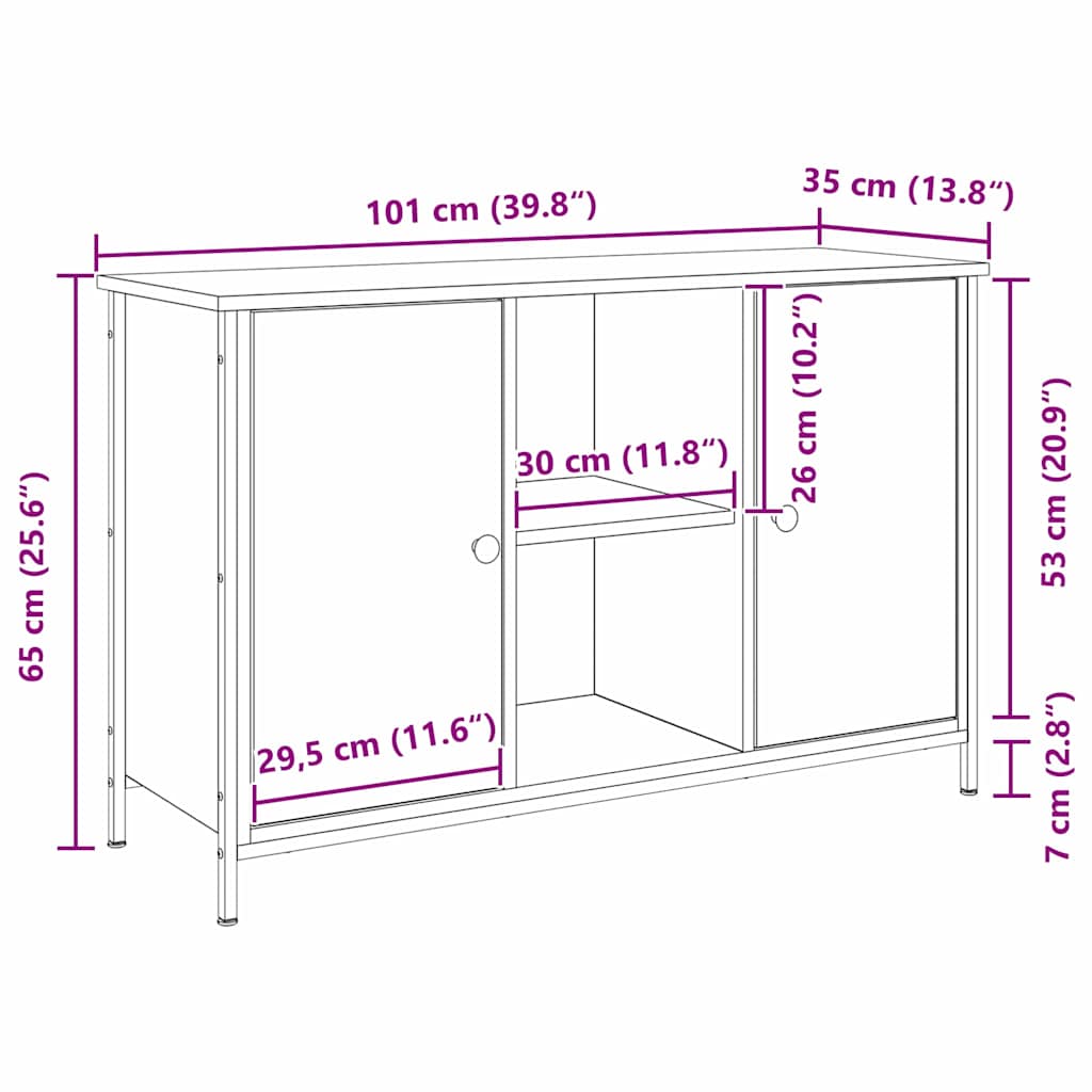 Tv-Benksett Artisan Eik 101 X 35 X 65 Cm Konstruert Tre