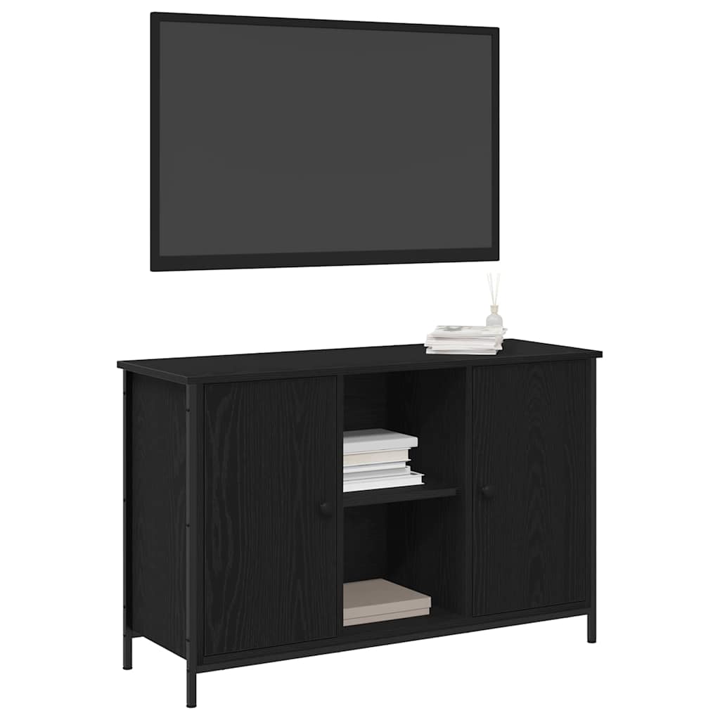 Tv-Benksett Svart Eik 101 X 35 X 65 Cm Konstruert Tre