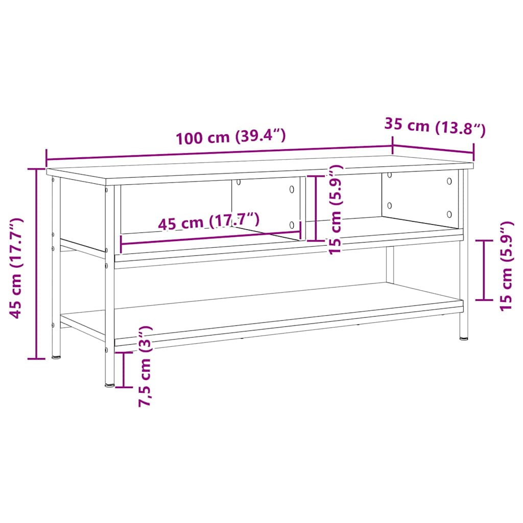 Tv-Benksett Artisan Eik 100 X 35 X 45 Cm Konstruert Tre