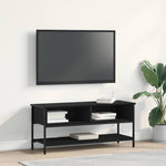 Tv-Benksett Svart Eik 100 X 35 X 45 Cm Konstruert Tre