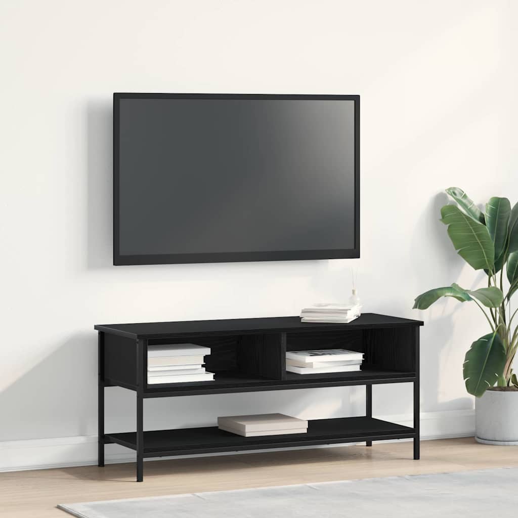 Tv-Benksett Svart Eik 100 X 35 X 45 Cm Konstruert Tre