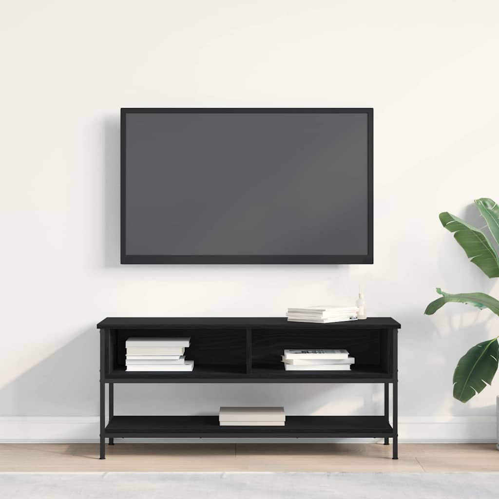 Tv-Benksett Svart Eik 100 X 35 X 45 Cm Konstruert Tre