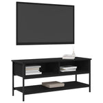 Tv-Benksett Svart Eik 100 X 35 X 45 Cm Konstruert Tre