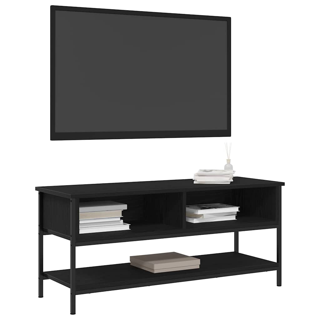 Tv-Benksett Svart Eik 100 X 35 X 45 Cm Konstruert Tre