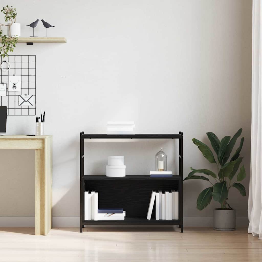Bokhylle Svart Eik 80 X 30 X 78.5 Cm Konstruert Tre