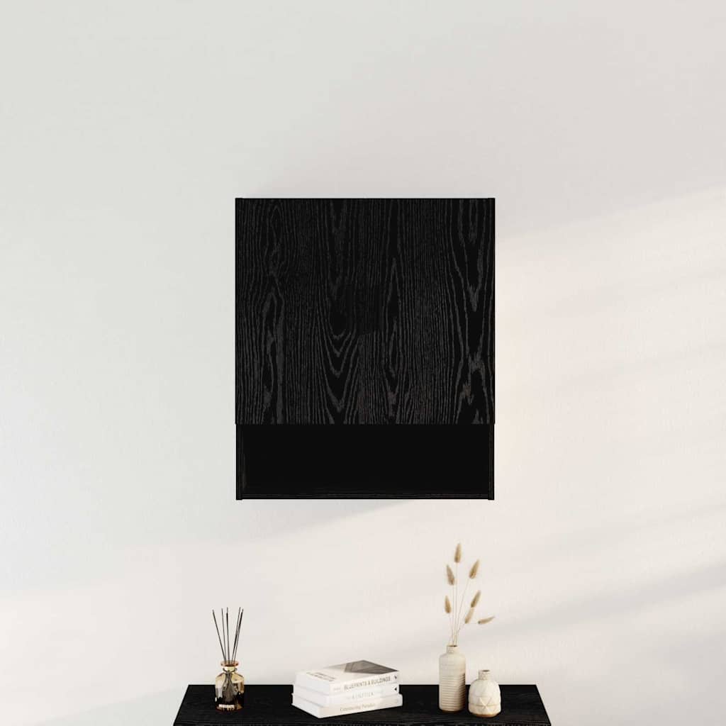 Veggskap Veggmontert Svart Eik 60 X 31 X 70 Cm Konstruert Tre