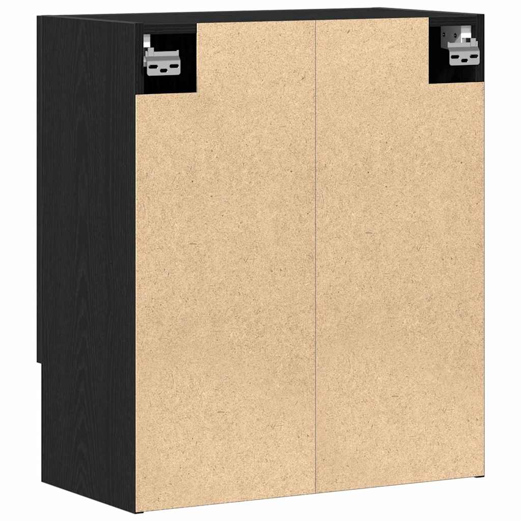 Veggskap Veggmontert Svart Eik 60 X 31 X 70 Cm Konstruert Tre