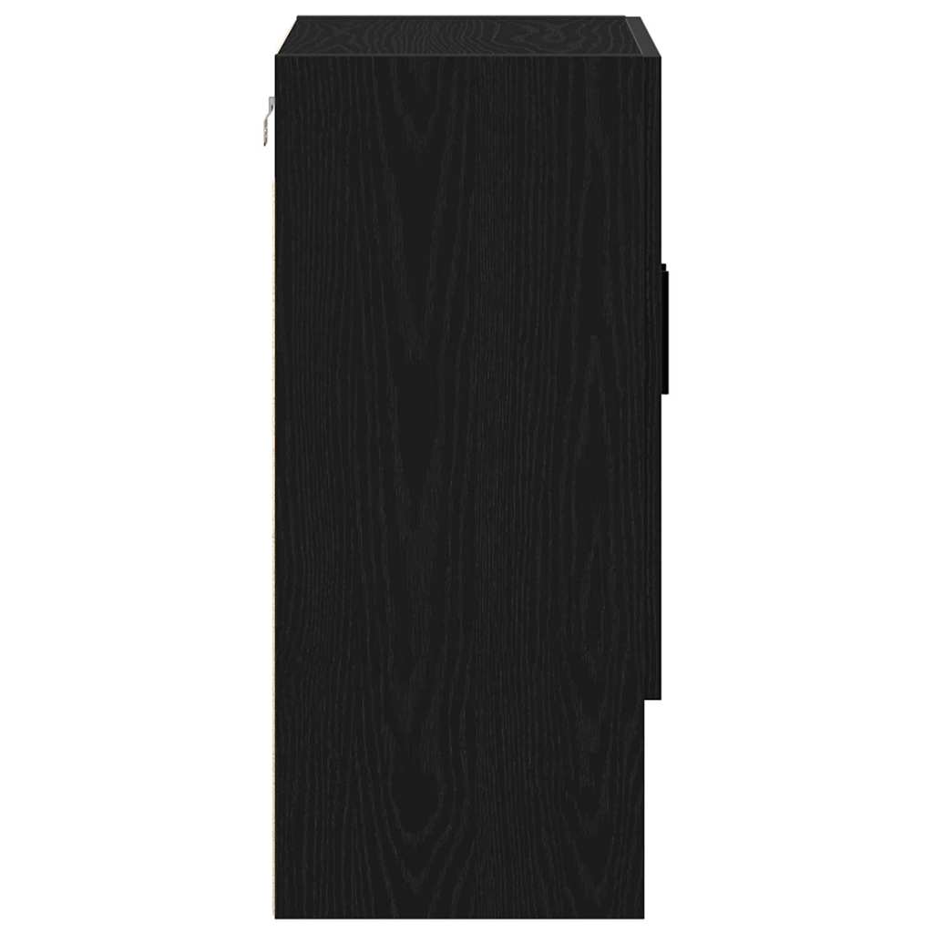 Veggskap Veggmontert Svart Eik 60 X 31 X 70 Cm Konstruert Tre