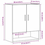 Veggskap Veggmontert Svart Eik 60 X 31 X 70 Cm Konstruert Tre